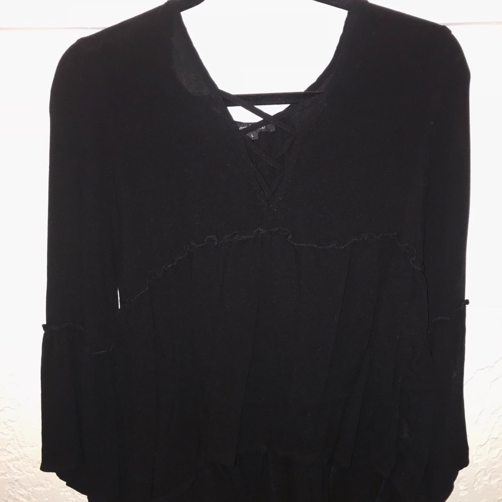 Flowy Black Peasant Shirt